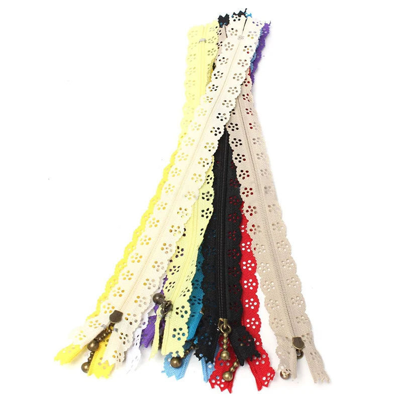 10pcs Nylon Mixed Color Lace Edge Zipper Puller DIY Craft Zip Tailor For Bag Garment Sewing Tool Random Colors