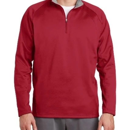 Sport-Tek F243 Mens Sport-Wick Fleece 1 by 4-Zip Pullover Deep Red & Silver - Medium (1)