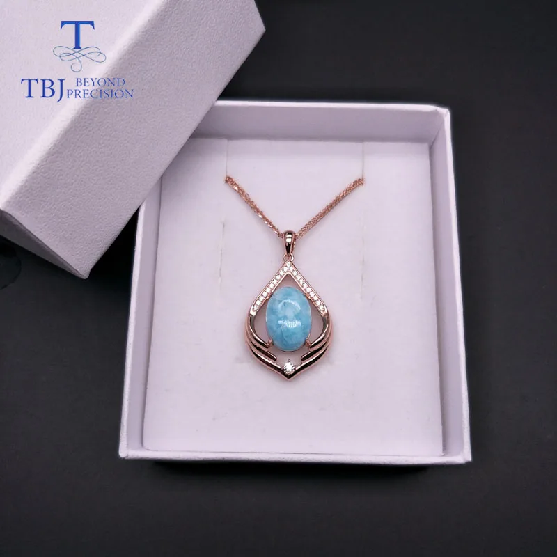 TBJ, натуральный драгоценный камень larimar, простой стиль, подвеска, серебро 925 пробы, хорошее ювелирное изделие для девушки, хороший подарок, как повседневная одежда