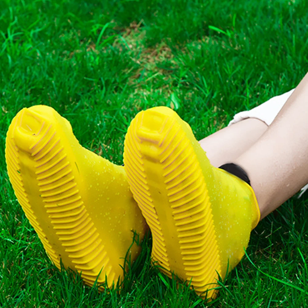 Мужские и женские Многоразовые водонепроницаемые непромокаемые защитные Нескользящие силиконовые аксессуары для обуви износостойкие 2 шт