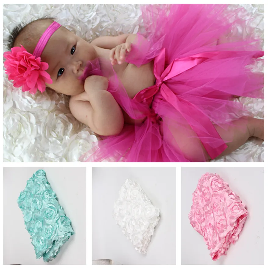 Rose Flower Baby Photography Blankets Backdrops Infant 3d Flower Swaddle Wrap Photo Props Accessories 6595 cm -  - 