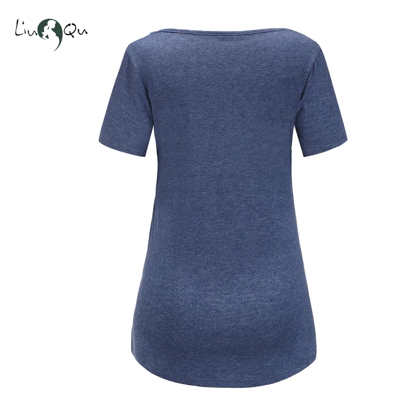 Женская Удобная блузка для кормящих грудью, топы, футболки, одежда с круглым вырезом, рубашка с коротким рукавом, Одежда для беременных