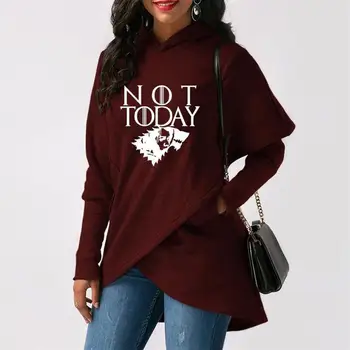 

Split NOT TODAY Letters Print Hoodies For Women Sweatshirts Hoodies Tops Kawaii Funny Clothings Frauen Female Plus Size Creative