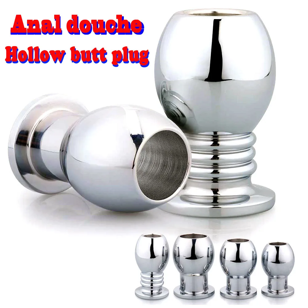Металлический полый Анальная пробка Анальный расширитель douche интимные игрушки