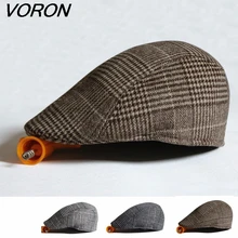VORON осень/зима Корейская версия наплыва людей Минималистичная уличная клетчатая берет Мужская шляпа леди Кепка берет мужские плоские шапки