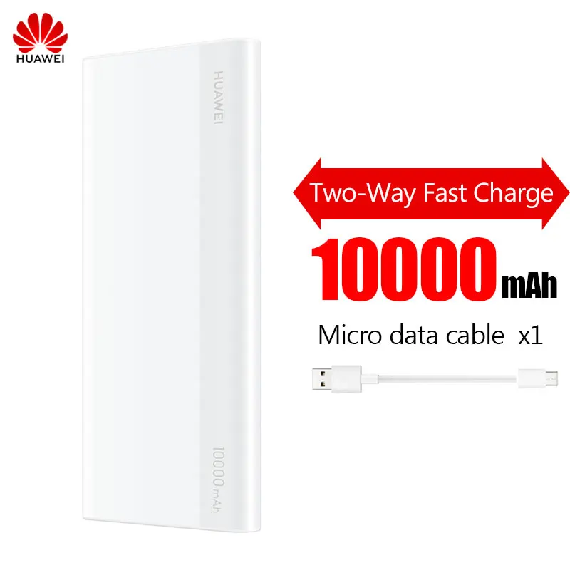 Huawei QuickCharge 10000 мАч Внешний аккумулятор Макс 18 Вт двухстороннее быстрое 9 В/2 а портативное быстрое зарядное устройство для iPhone samsung huawei - Цвет: Micro USB White