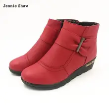 Winter frauen schuhe baumwolle gefütterte keil stiefel aus echtem leder stiefeletten