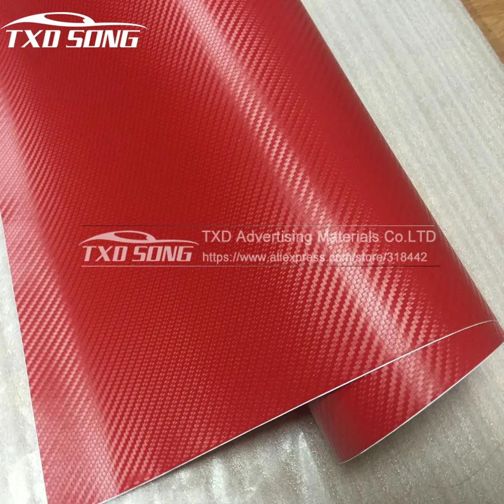 Buy Free shipping Red 3D carbon vinyl sticker 3D red