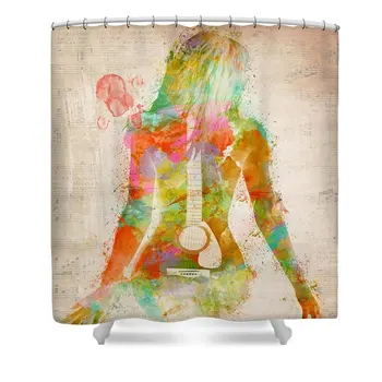 

Music Was My First Love Waterproof Polyester Fabric Shower Curtain 66(W) by 72(H)