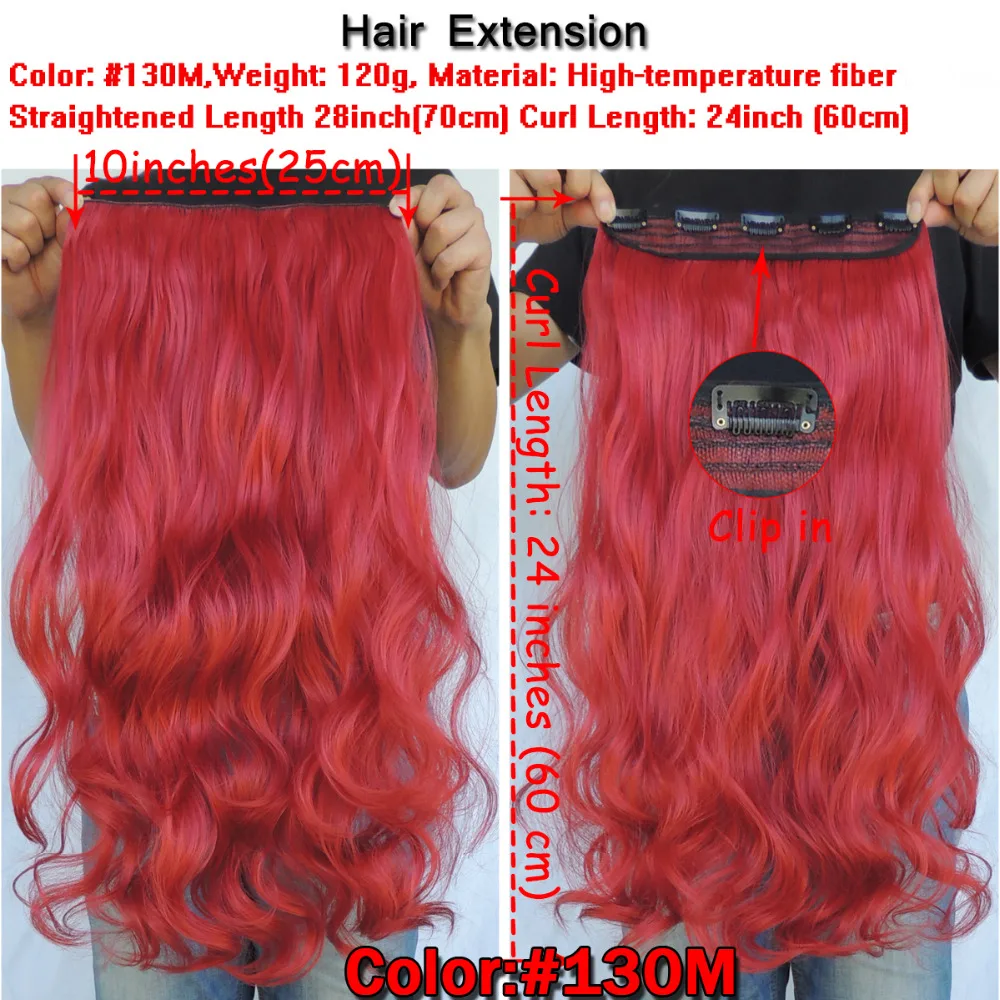 Clip in Hair Extensions-130M-Red