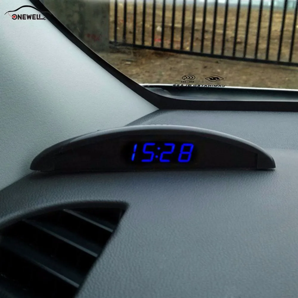

ONEWELL New 4 Model Car Electronic Clock Car Temperature Thermometer Luminous Automotive Digital Display Clock vl
