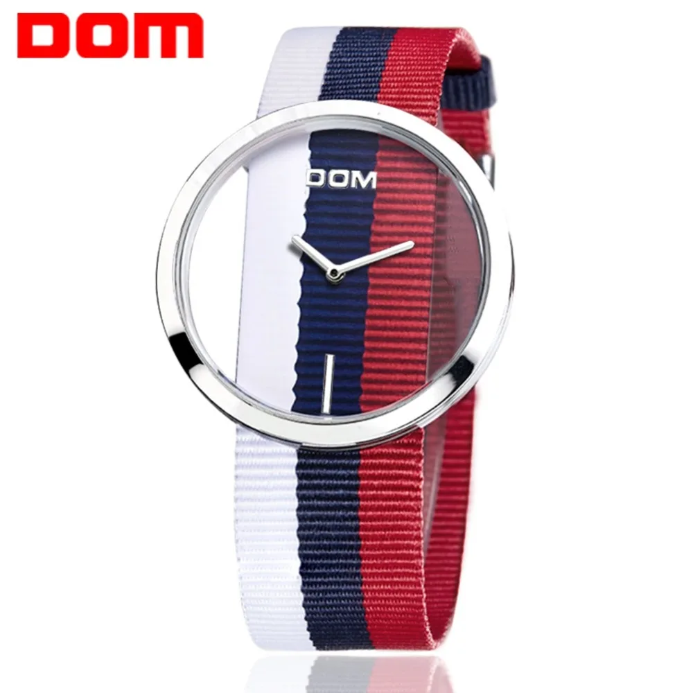 

DOM Women Watches Brand Luxury Quartz Watch Unique Stylish Hollow Skeleton Fashion Casual Nylon Strap Wristwatches LP-205L-9M4