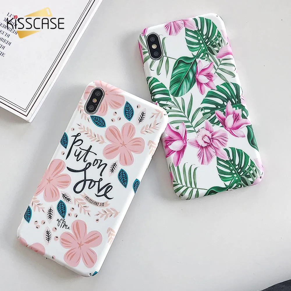 

KISSCASE Luminous Flower Phone Case For iPhone 8 7 Plus 8 Plus 7 Floral Hard Case For iPhone XS Max XR XS X 6 Plus 6S Plus 5S 5