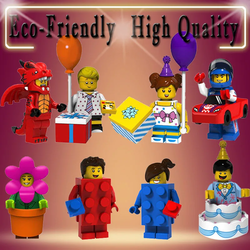 

Single Sale Super Heroes Fire Dragon Balloon boy Balloon girl Racing man Flowerpot girl Cake boy Building Blocks Toy Kids PG8151