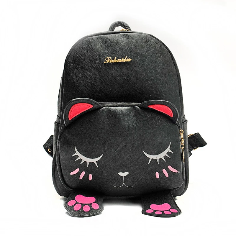 

2018 new cute backpack leather for teens fashion Casual school bags cat With ears pink travel backpack animal backpack kids M394