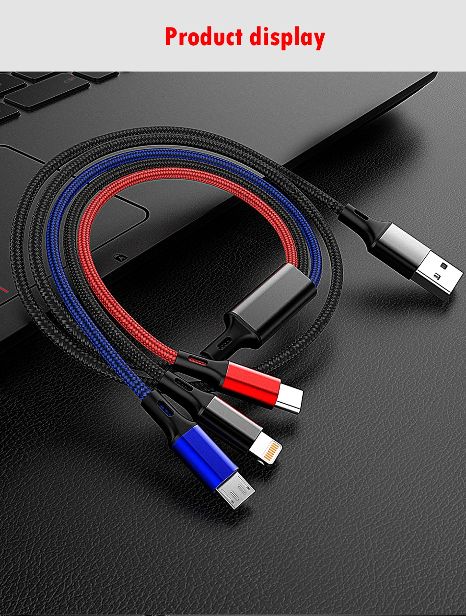 NOHON 3.5A 3 in 1 USB Cable Lighting For iPhone X 8 XS MAX XR 7 6 6s Plus Micro USB Type C For Xiaomi 6 Huawei Charge Cable 1 (9)