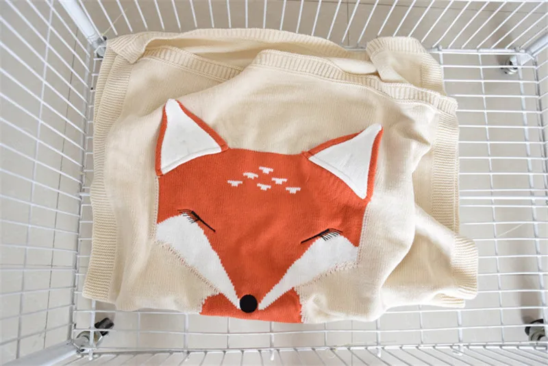 Baby Blanket Fox Animals Pattern Sleep Bag - Soft Wool Swaddle