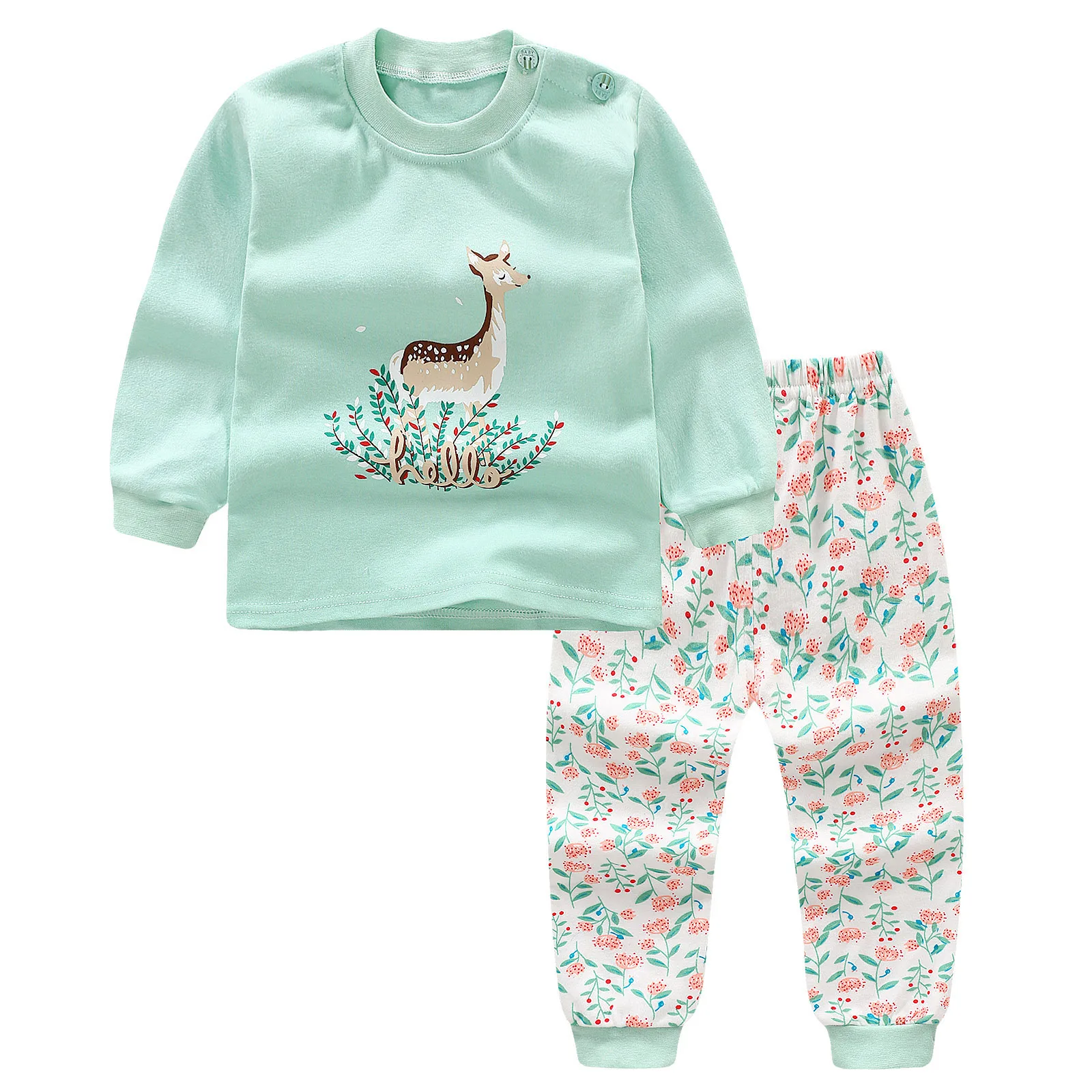 Newborn pajamas children sleepwear baby pajamas sets boys girls animal pyjamas pijamas cotton nightwear clothes kids clothing - Color: 08 meihualu