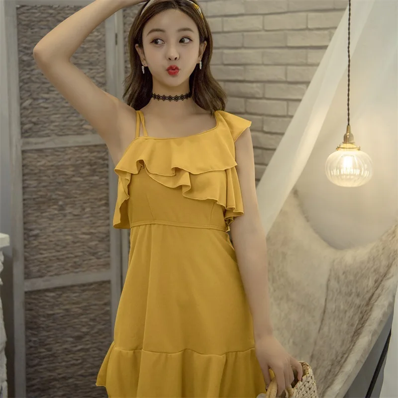 

Swiming Suit Women Bikini Swimwear Push Up 2019 Female Bodysuit Swimsuit Skirt Pants Aglet Lovely Falbala Print Polyester Sierra