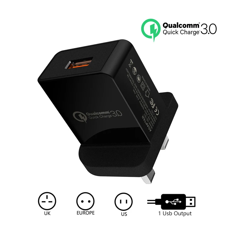 

Quick Charge 3.0 Fast Mobile Phone Charger EU/UK/US Plug Travel Adapter for iPhone iPad Samsung AC/DC 5V/2.4a Usb Wall Charger
