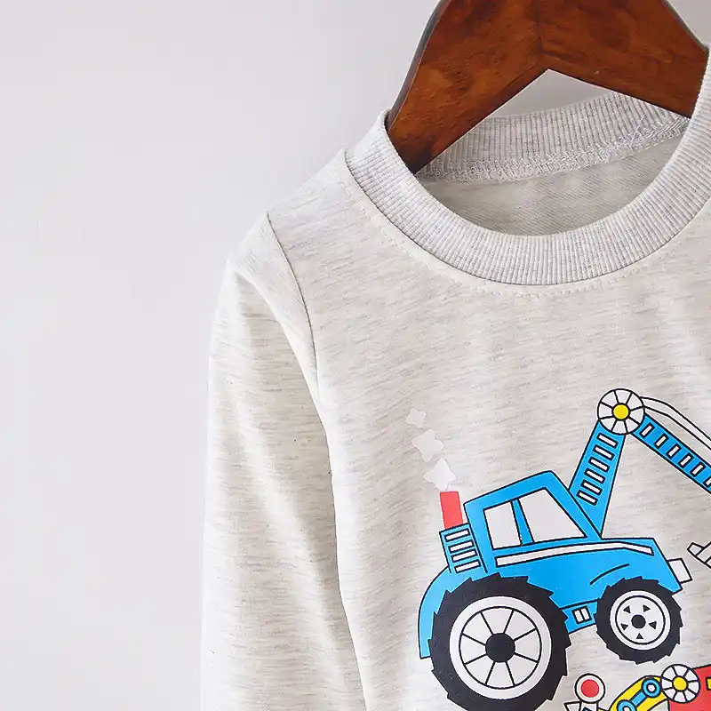 Хлопковая футболка с длинными рукавами для малышей круглым вырезом и мультяшным