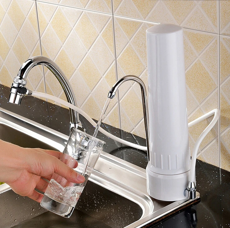 Filtro per acqua da scrivania/Purificatore d'acqua da banco con filtro ceramico da 0,1 micron, combinazione di filtro a carboni attivi e KDF per rimuovere sostanze chimiche e particelle. - immagine 5