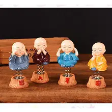 LumiParty 4Pcs/Set Spring Cute Cartoon Little Monk Doll Decoration Auto Dashboard Shaking Head Ornament Car Ornament r30