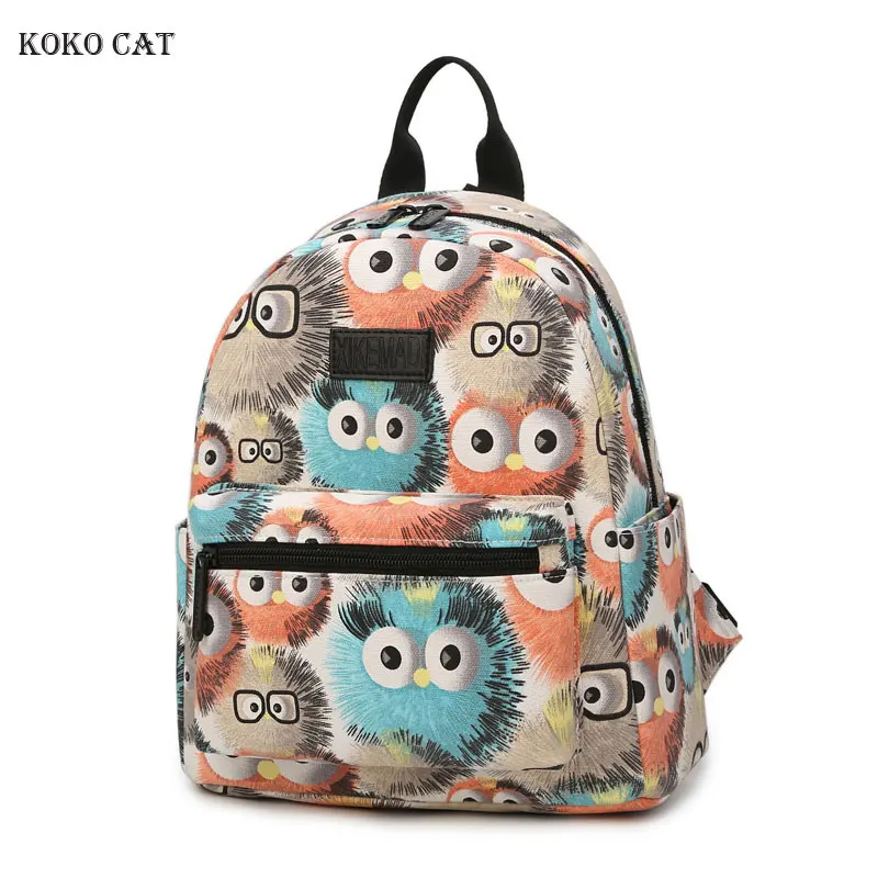 

Cut Cartoon Printed Canvas Backpack Mini Casual Daily Durable Bags for Teenage Girls Knapsack Bookbag Trip Laptop Back Bag