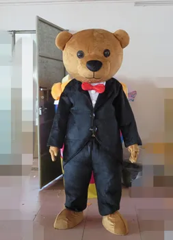 

Brown teddy bear gentleman suit adult mascot costume