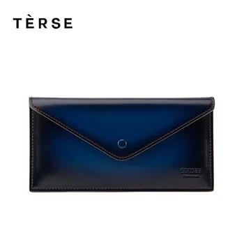 

TERSE 2018 New Letter Long Wallet Genuine Leather Handmade Purse 3 Colors Long Wallets with Hasp Vintage Customize Logo 9598