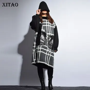 

[XITAO] Korea Fashion New Women 2018 Winter O-neck Full Sleeve Loose Dress Female Pocket Casual Pocket Knee-length Dress LJT4779