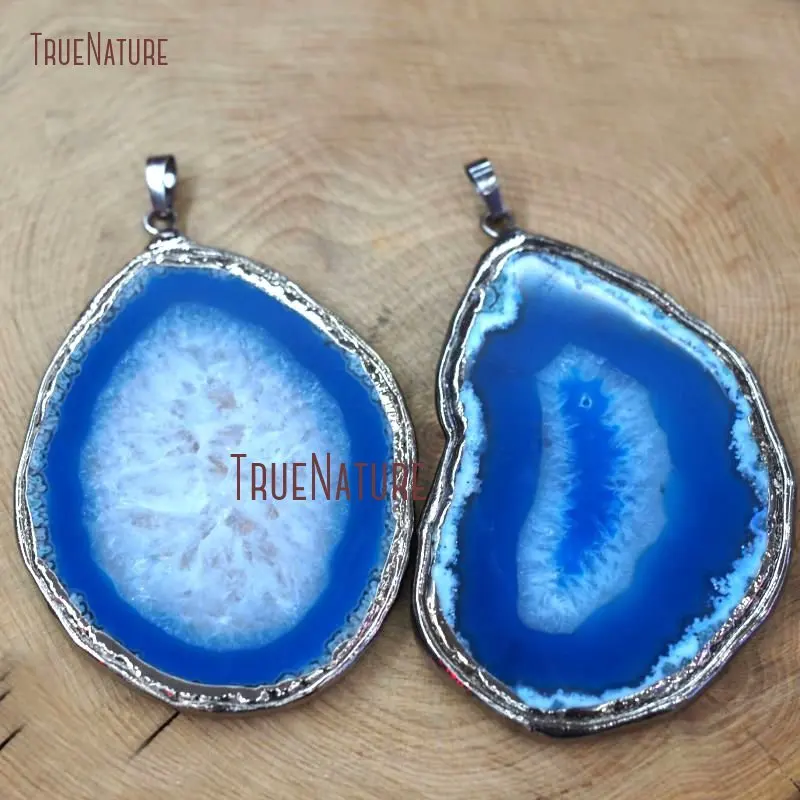 20171220-PM7491- Gunmetal Free Form Agate Slice Pendant Blue Lace Agate Pendant_1