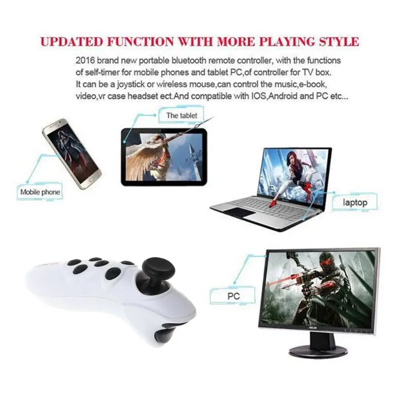 1 шт. беспроводной Bluetooth VR контроллер дистанционного геймпада Joypad для iPhone samsung gear белого цвета