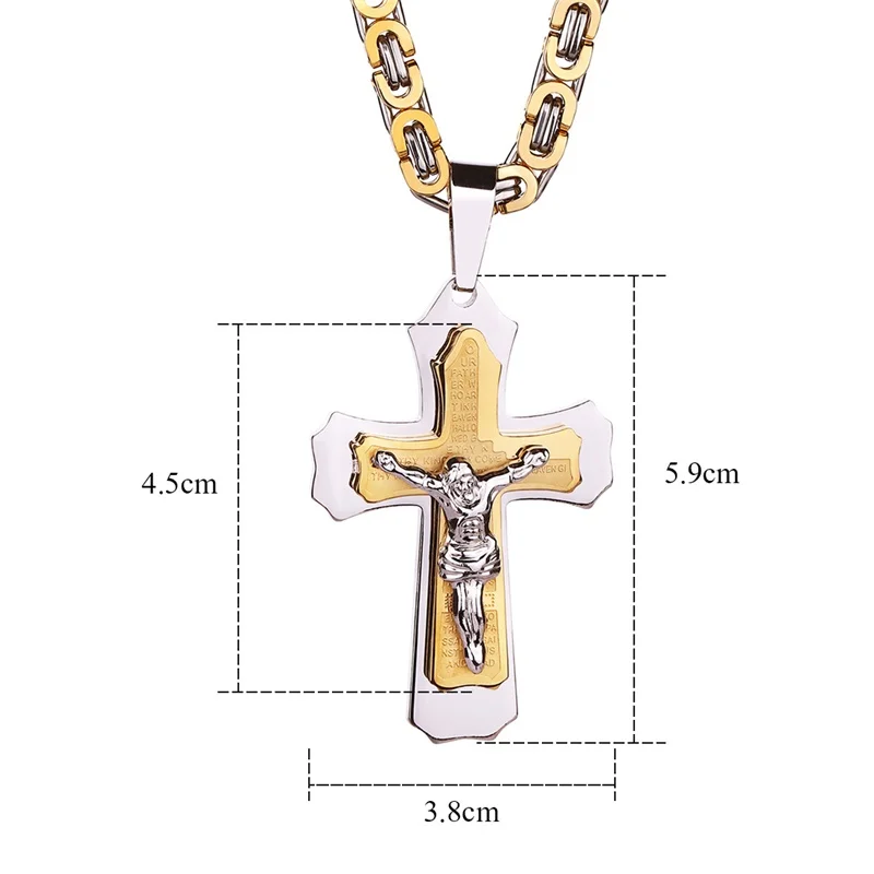 Ожерелье с подвеской в виде Креста Иисуса для мужчин, золотая цепочка из нержавеющей стали, старинное византийское ожерелье Empire, мужские ювелирные изделия