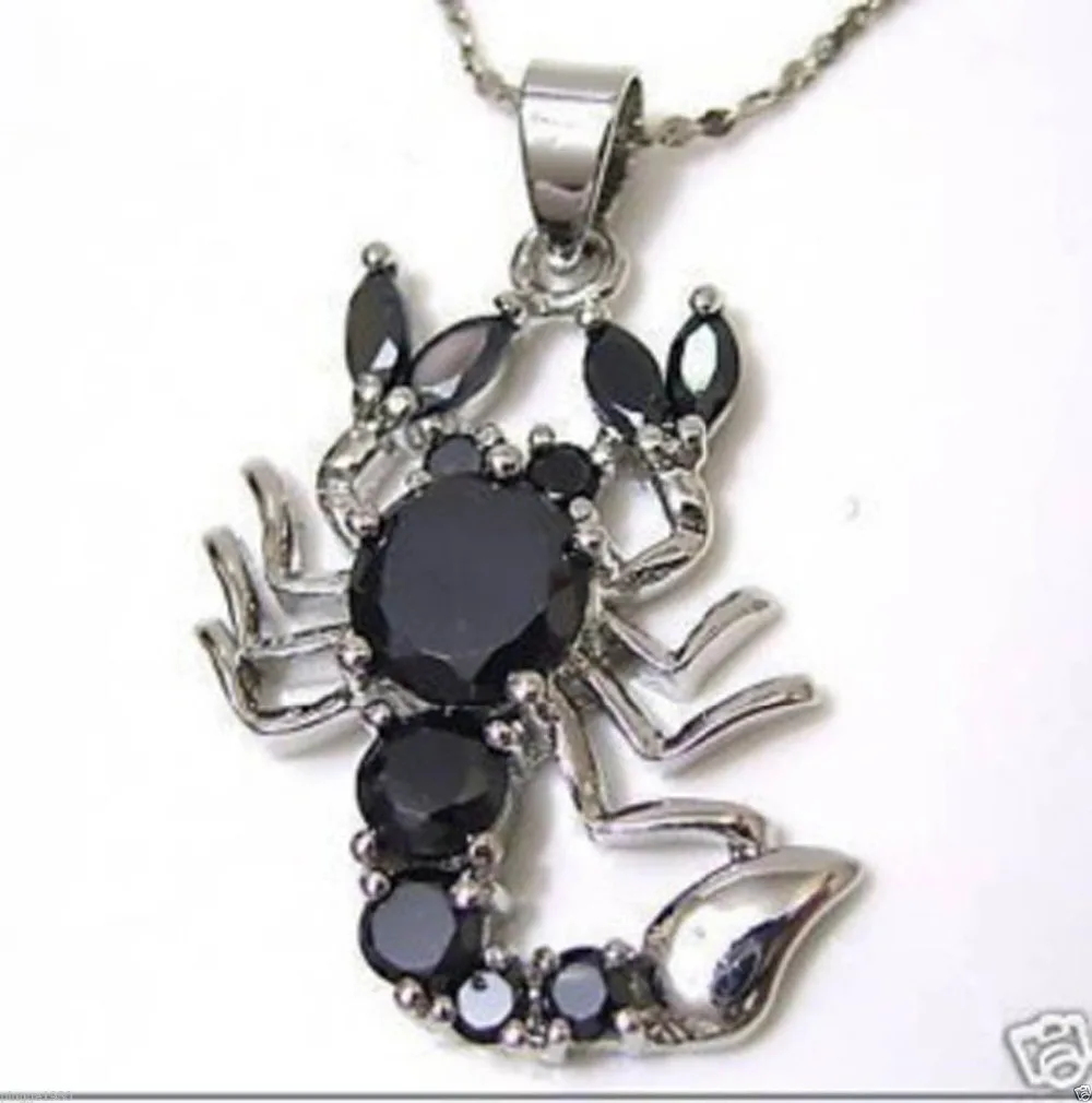 

Hot sale Free Shipping 1pcs >>black crystal scorpion Jewellery Pendant Necklace