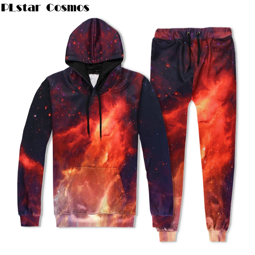Толстовка с капюшоном PLstar Cosmos flame Space Galaxy 3D Повседневная Уличная одежда свитшот