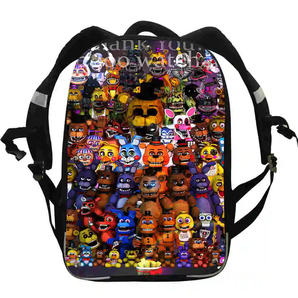 

FNAF Anime Backpacks Animal Car Cheetah UT Freddy Chica Foxy Boys Girls Teenager School Bags Mochila Box Lunch Pencil Case