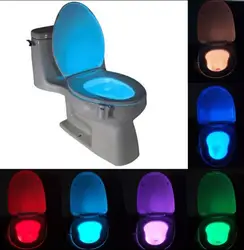 LED Ванная комната огни Туалет Свет лампы движения человеческого тела активации 8 видов цветов ночного освещения Сенсор RGB Туалет Свет