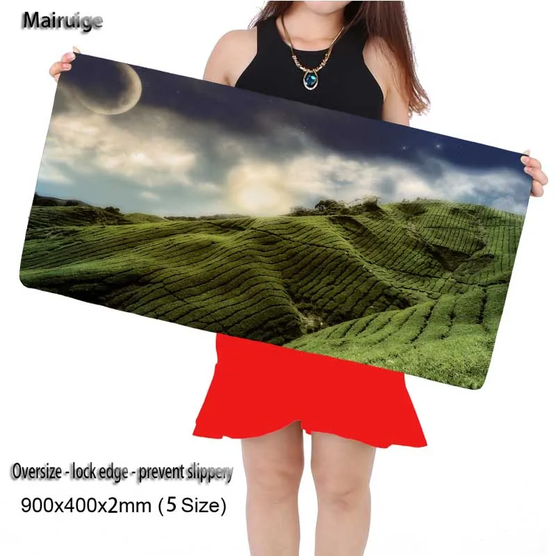 Mairuige Free Shipping 900*300mm Large Gaming Green Mountain Gamer Locking Edge Mouse Mat Grande Mo