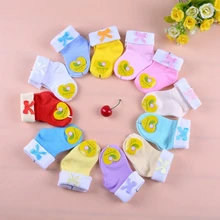 Розничная, 6 пар носков для малышей г., осенне-зимние хлопковые Модные Носки ярких цветов с милым бантом для маленьких девочек от 0 до 2 лет