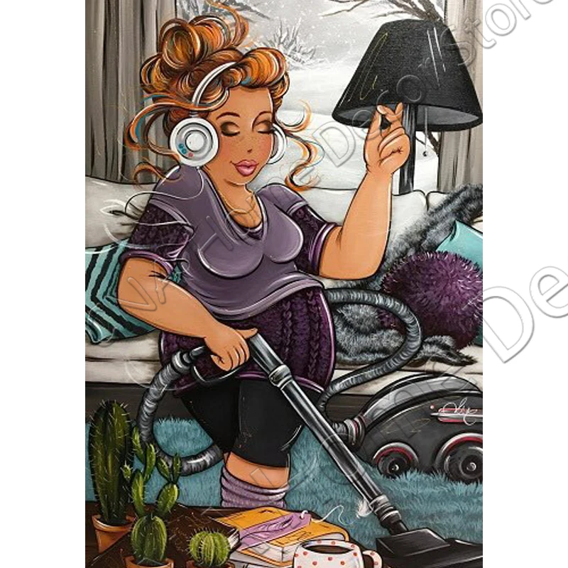 

RA0514 Houseworking Lady 5D full Square drill Diamond Painting Embroidery pattern Cross Stitch kits Mosaic Decoration wall stick