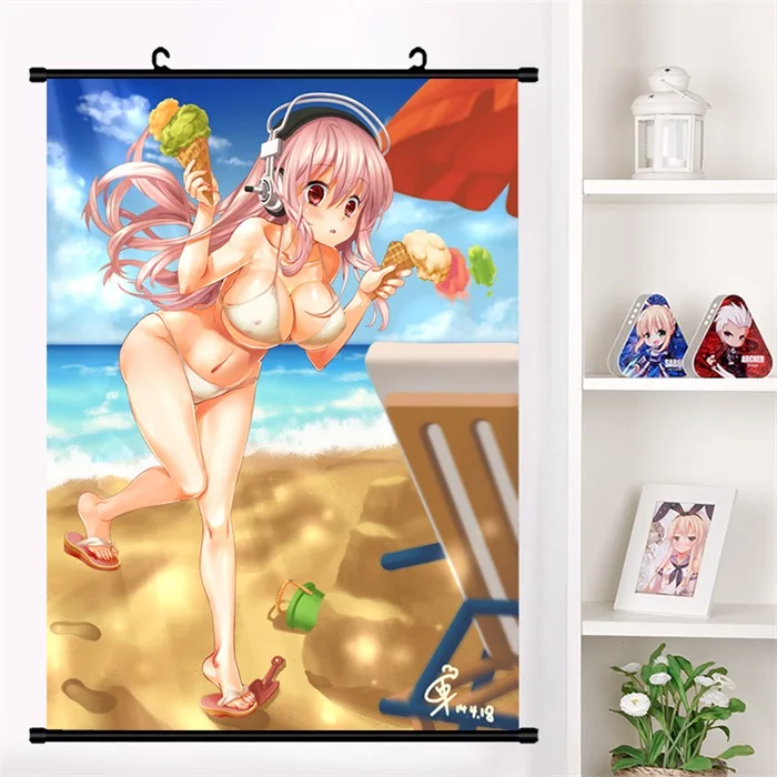 Японское аниме SUPERSONICO Super Sonico сексуальный косплей настенный свиток Фреска плакат Настенные подвесные плакаты Otaku коллекция домашнего декора подарок - Цвет: G