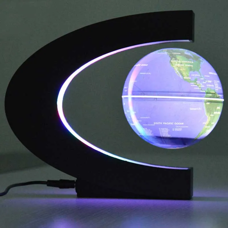 

Creative 4 Inch C Shape Electronic Magnetic Levitation Floating Globe World Map US Plug Educational Light-Up Toys for Children