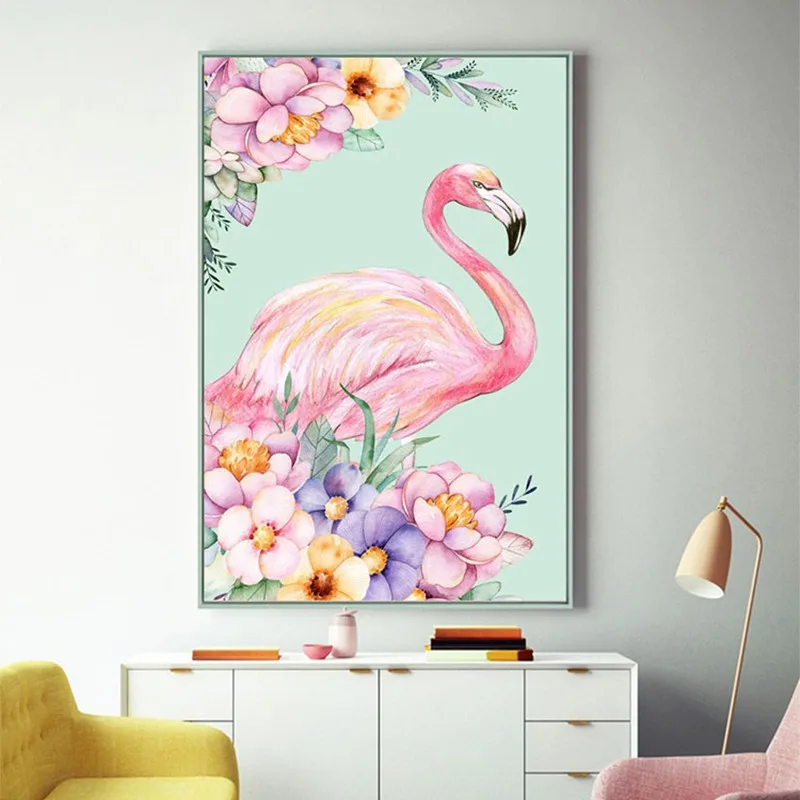 Pintura diamante flamingos diamante completo colar diamante