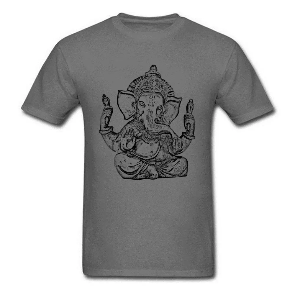 Ganesha Pure Cotton Mens Short Sleeve Tops & Tees comfortable VALENTINE DAY T-Shirt Simple Style Tee Shirt On Sale Round Collar Ganesha carbon