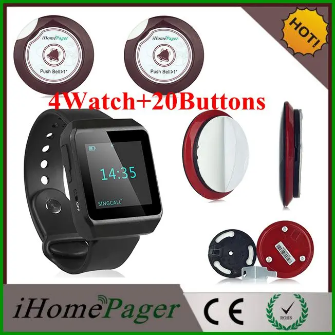 

2017 new technology One Year Warranty CE certification patient call nurse 4Watch+20buttons restaurant pager