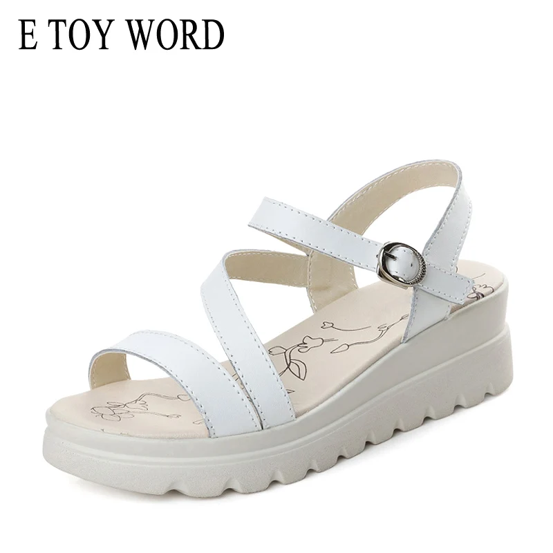 

E TOY WORD women sandals 2019 Summer Women platform wedge Sandals Open Toe Ladies Shoes wild Fashion casual white sandals