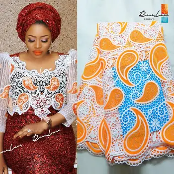 

Rhinestones Style African Milk Silk Lace Fabric With Velvet Embroidery Guipure Lace 2019 High Quality Water Soluble Stones Laces