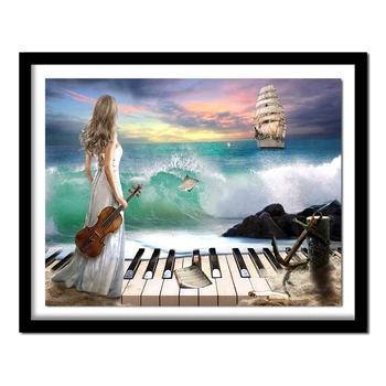 

DIY 5D Diamond Painting Cross Stitch Scenic Diamond Embroidery Seaside Beauty Full Resin Square Diamond Home Decor