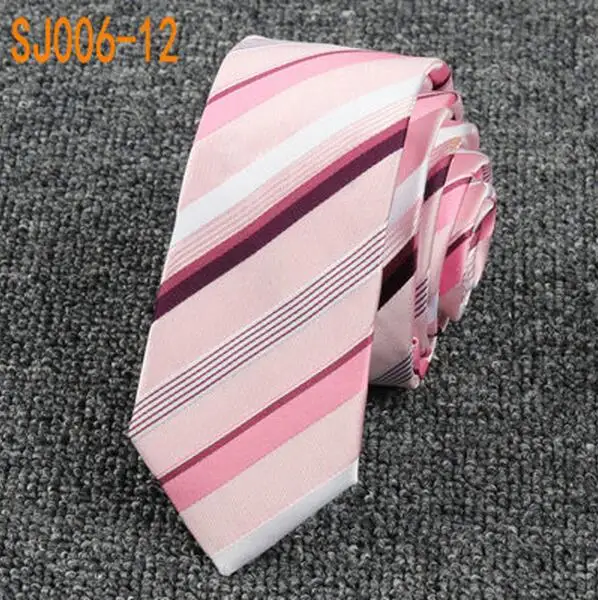 На шею высокого качества галстук 5" Длинные мужские обтягивающие галстуки полиэстер шелк пледы полосы черный жаккард узкий 5 см тонкий галстук подарок - Цвет: SJ006-12